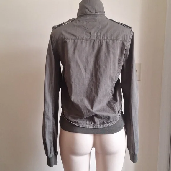 Billabong Olive Green Military Utility Jacket Full Zip Cargo Pockets Medium - Picture 3 of 13